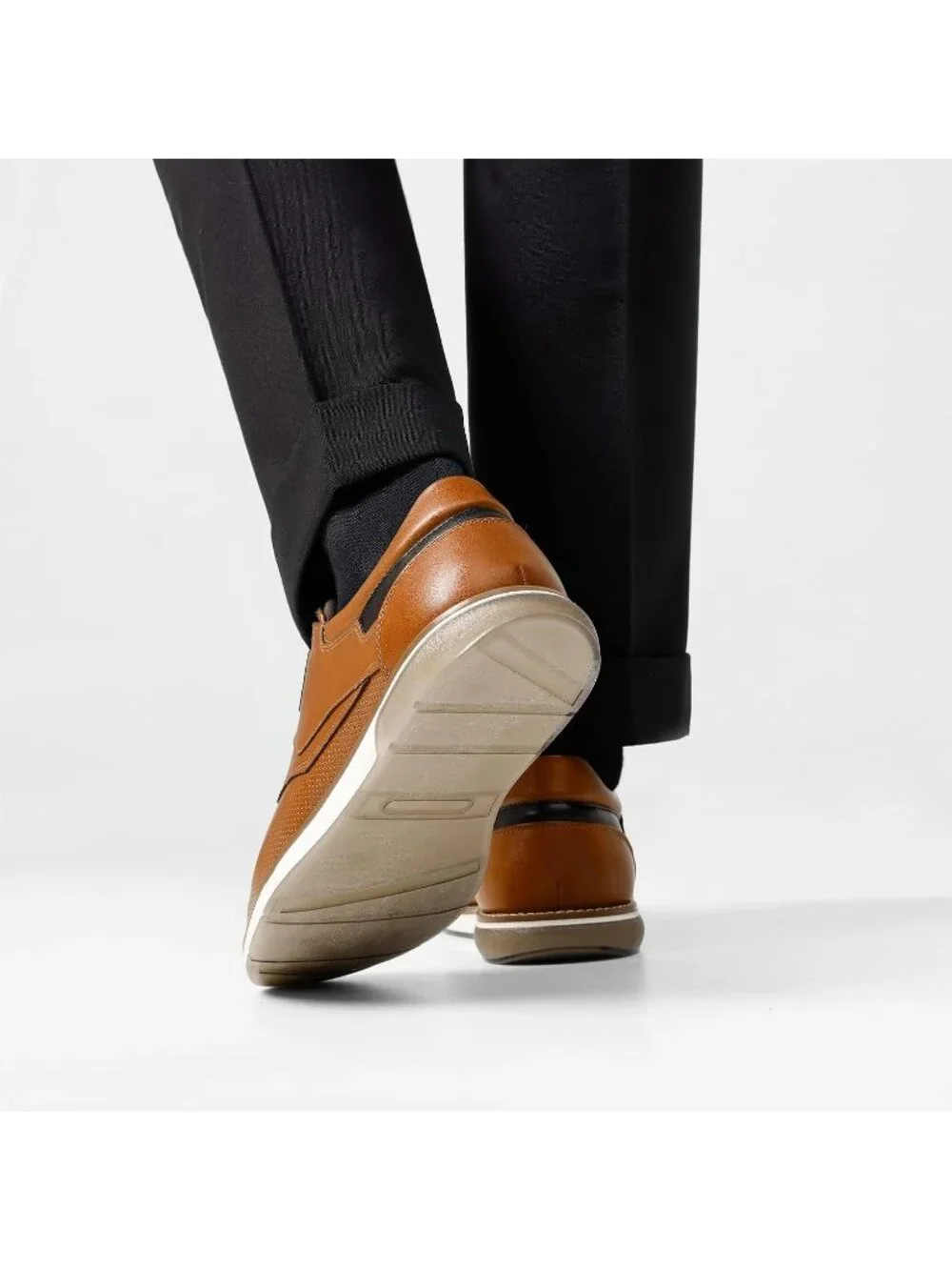 Men's Tan Leather Shock-absorbent Lace-Up Oxfords Derby Dress Sneakers Shoes